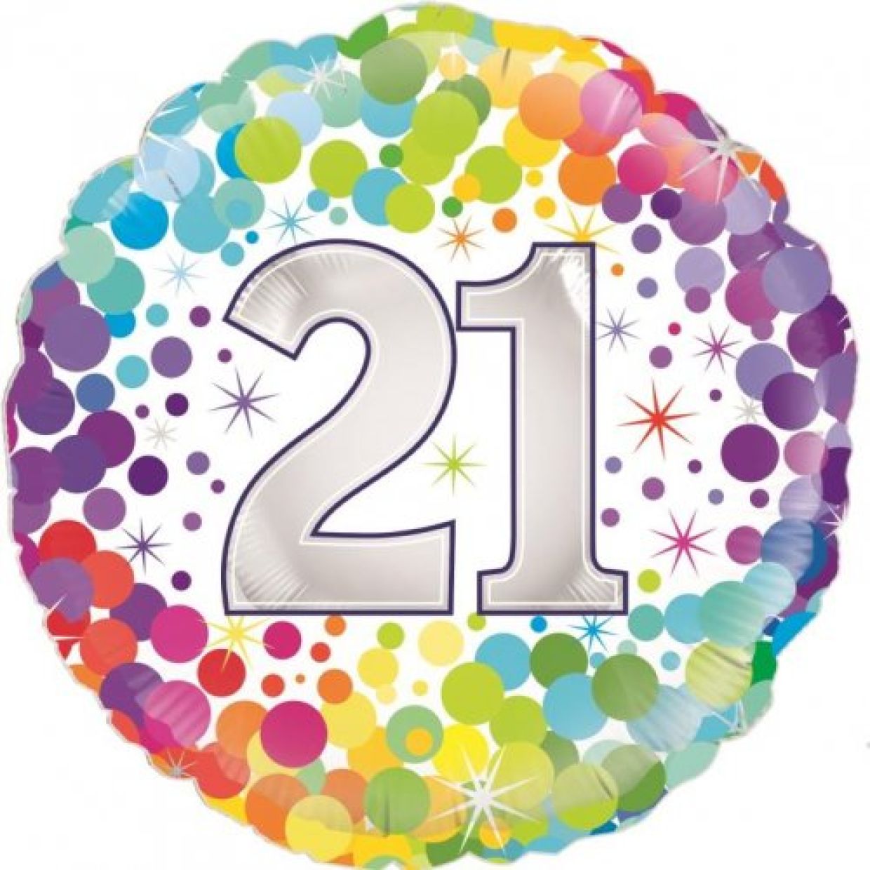 Foil Balloon 21st Colourful Confetti