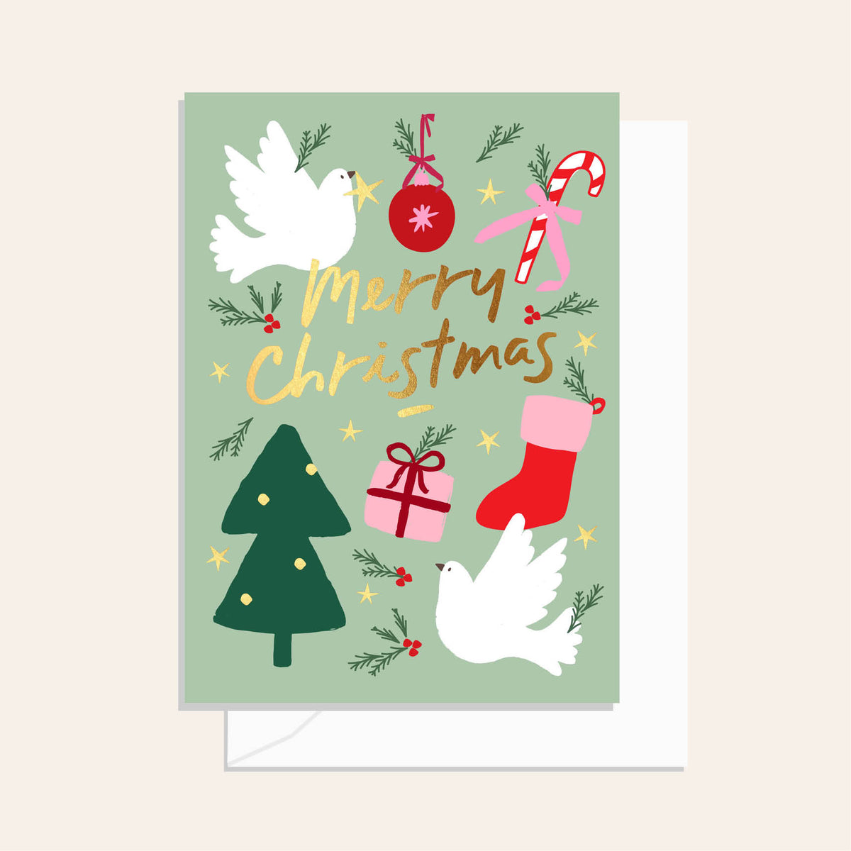 Sage Merry Christmas Card