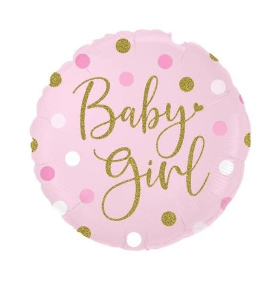 Foil Balloon Sparkling Dots Baby Girl