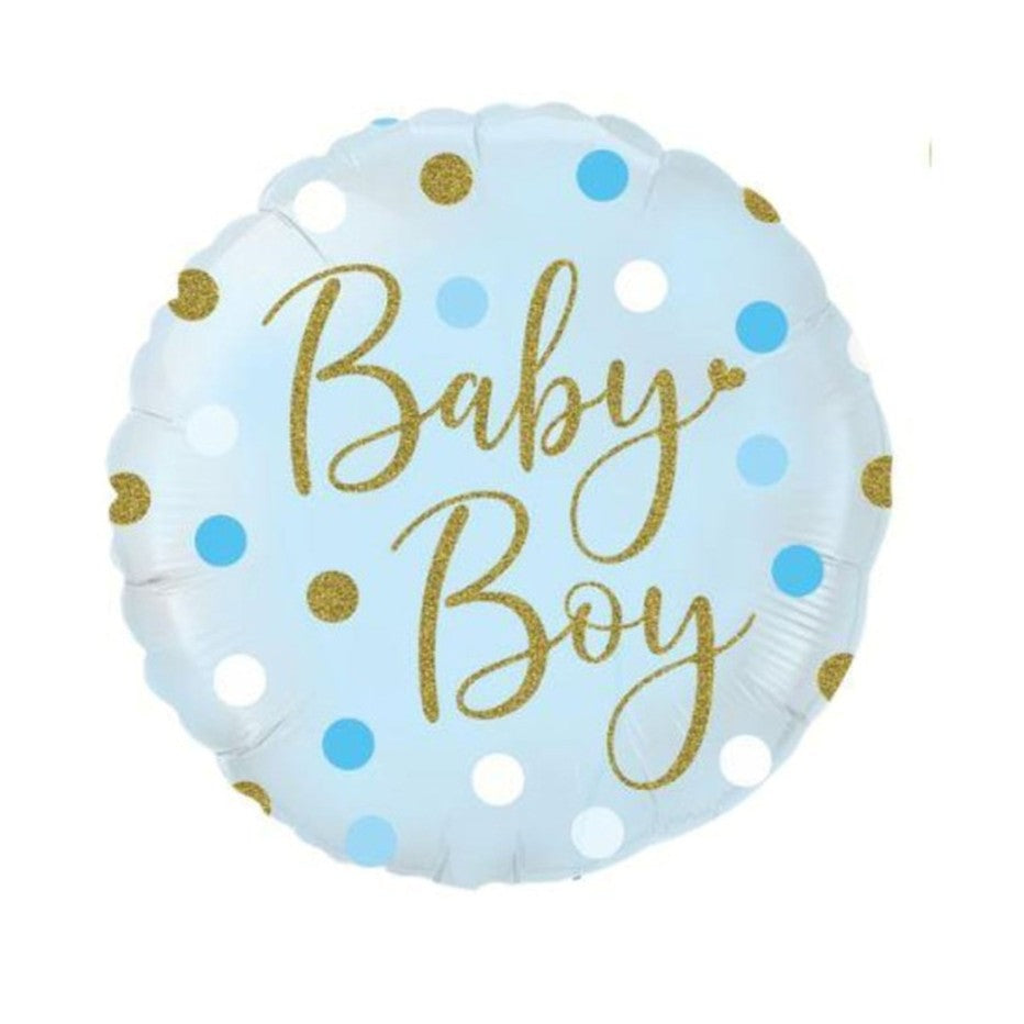 Foil Balloon Sparkling Dots Baby Boy