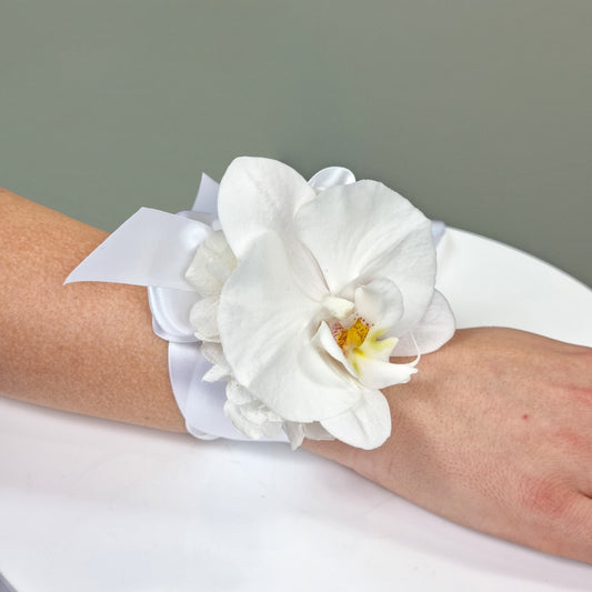 White Phalaenopsis Wrist Corsage