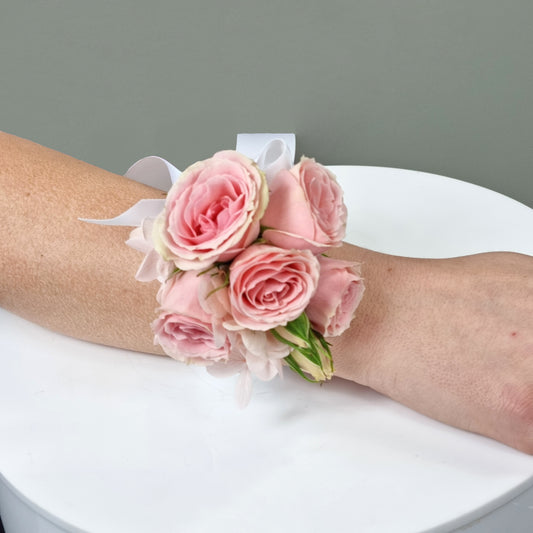 Pink Spray Rose Wrist Corsage