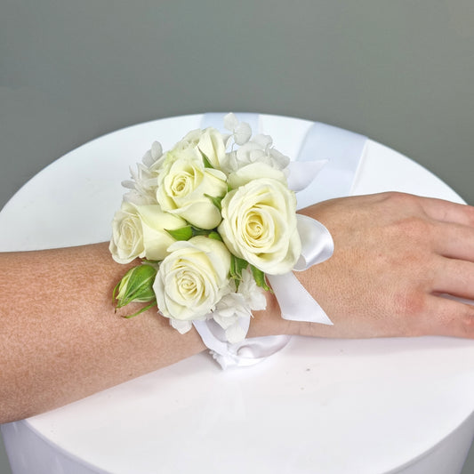 White Spray Rose Wrist Corsage