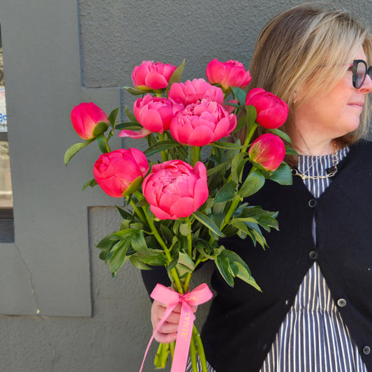 Premium Coral Charm Peonies - 10 Stem Bouquet