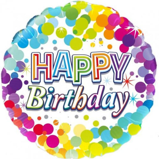 Foil Balloon Happy Birthday Colourful Confetti