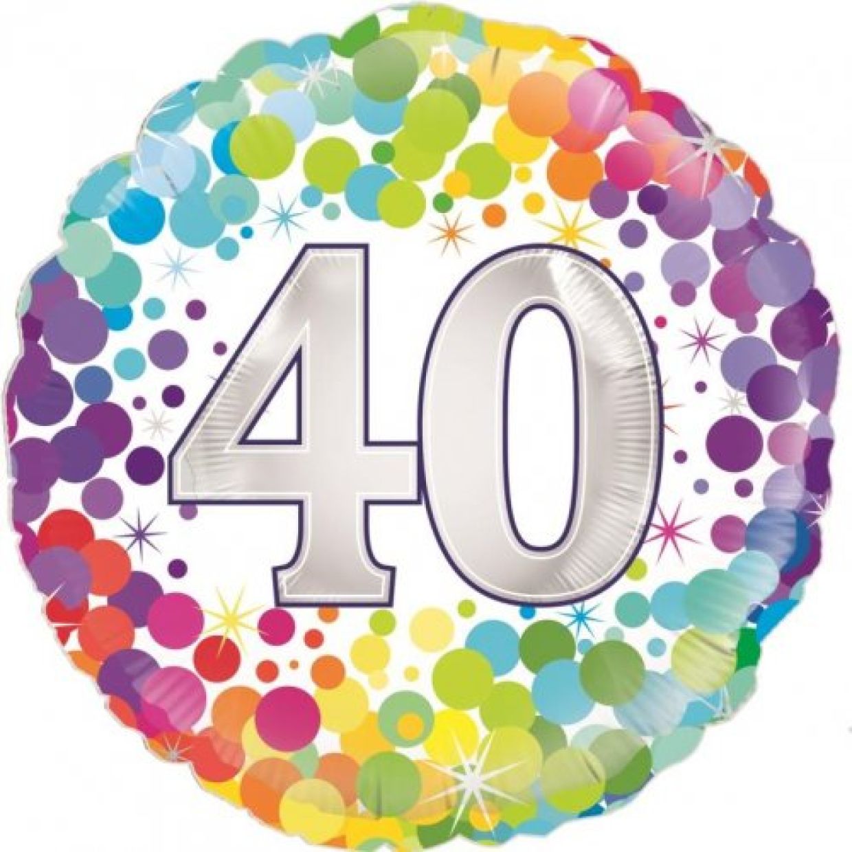 Foil Balloon 40th Colourful Confetti