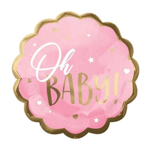 Foil Balloon Oh Baby Pink & Gold 55cm