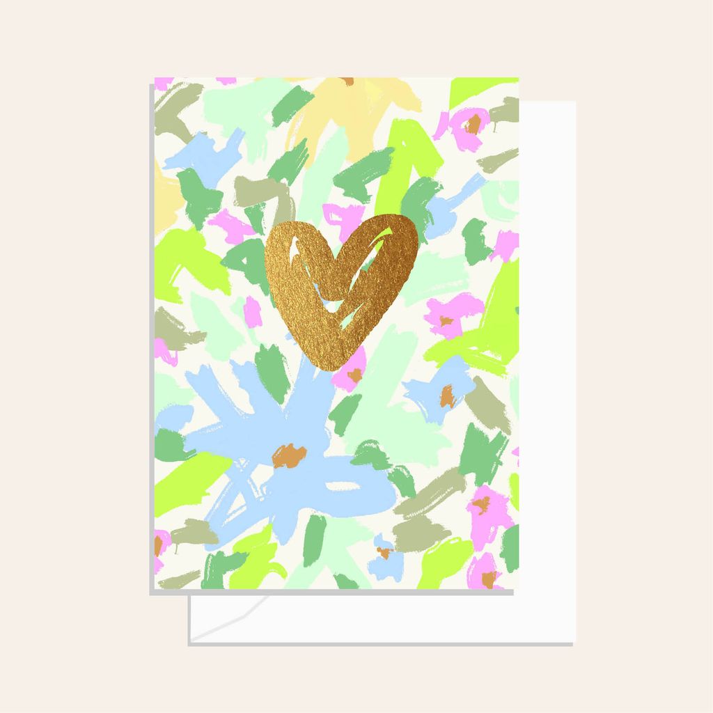 Brushy Floral Heart Card