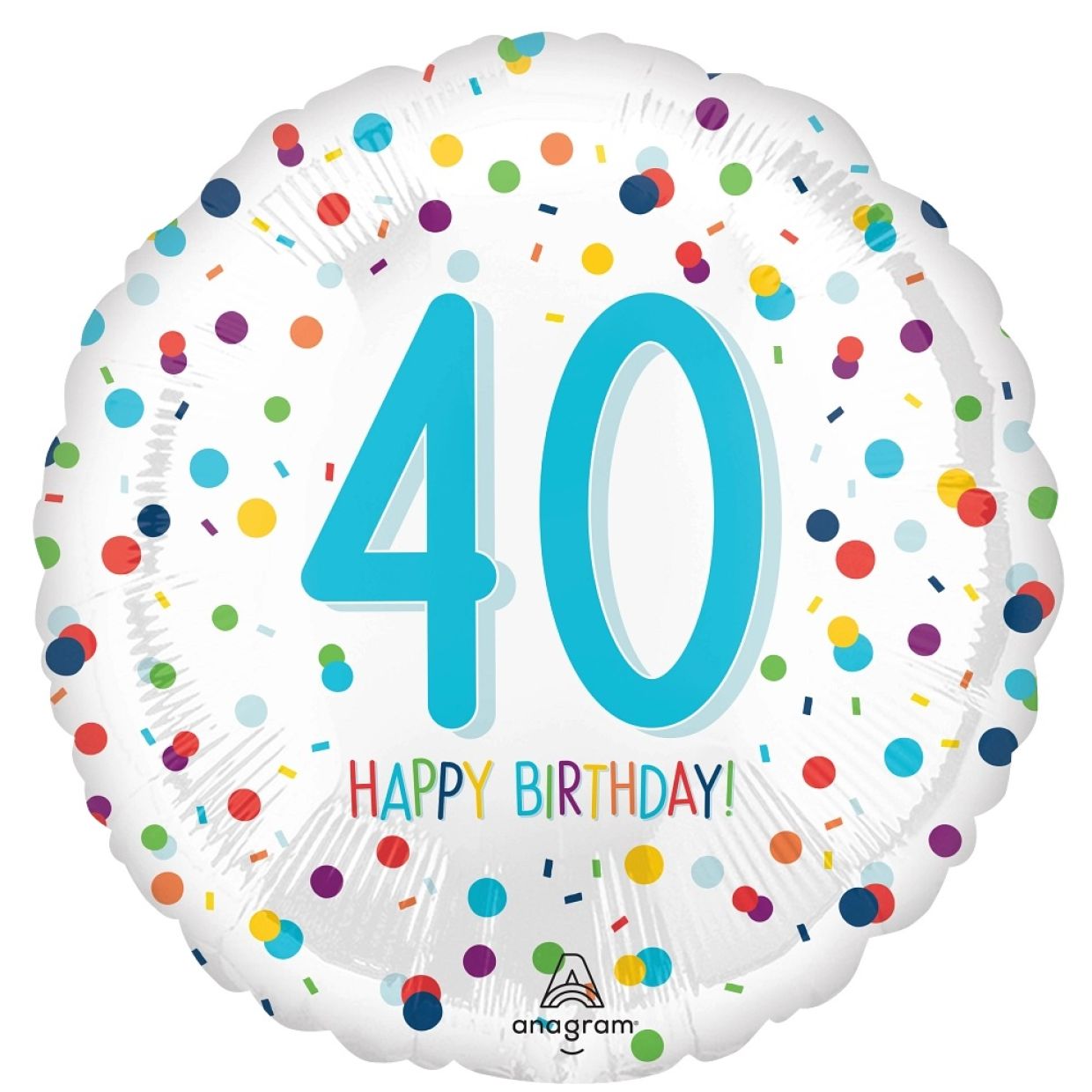 Foil Balloon 40th Confetti Blue