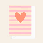 Coral Heart Stripe Card