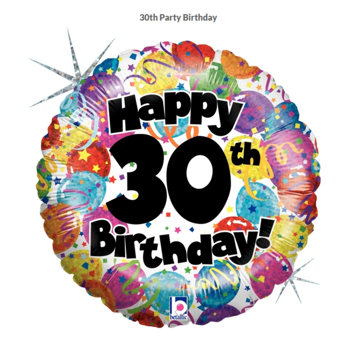 Foil Balloon Holographic 30th Birthday