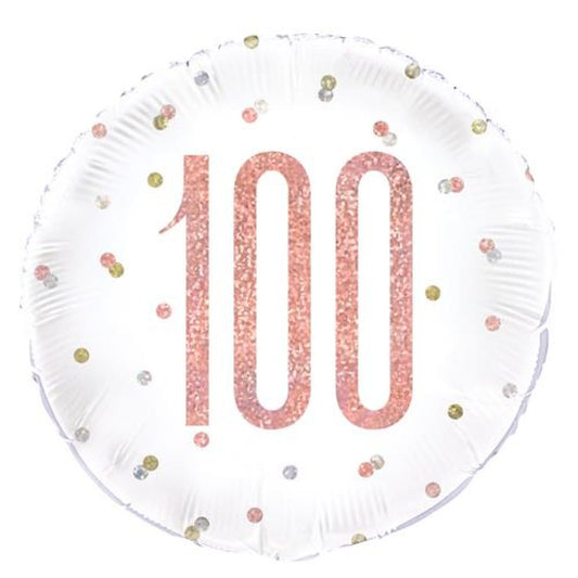 Foil Balloon 100th Birthday Rose Gold