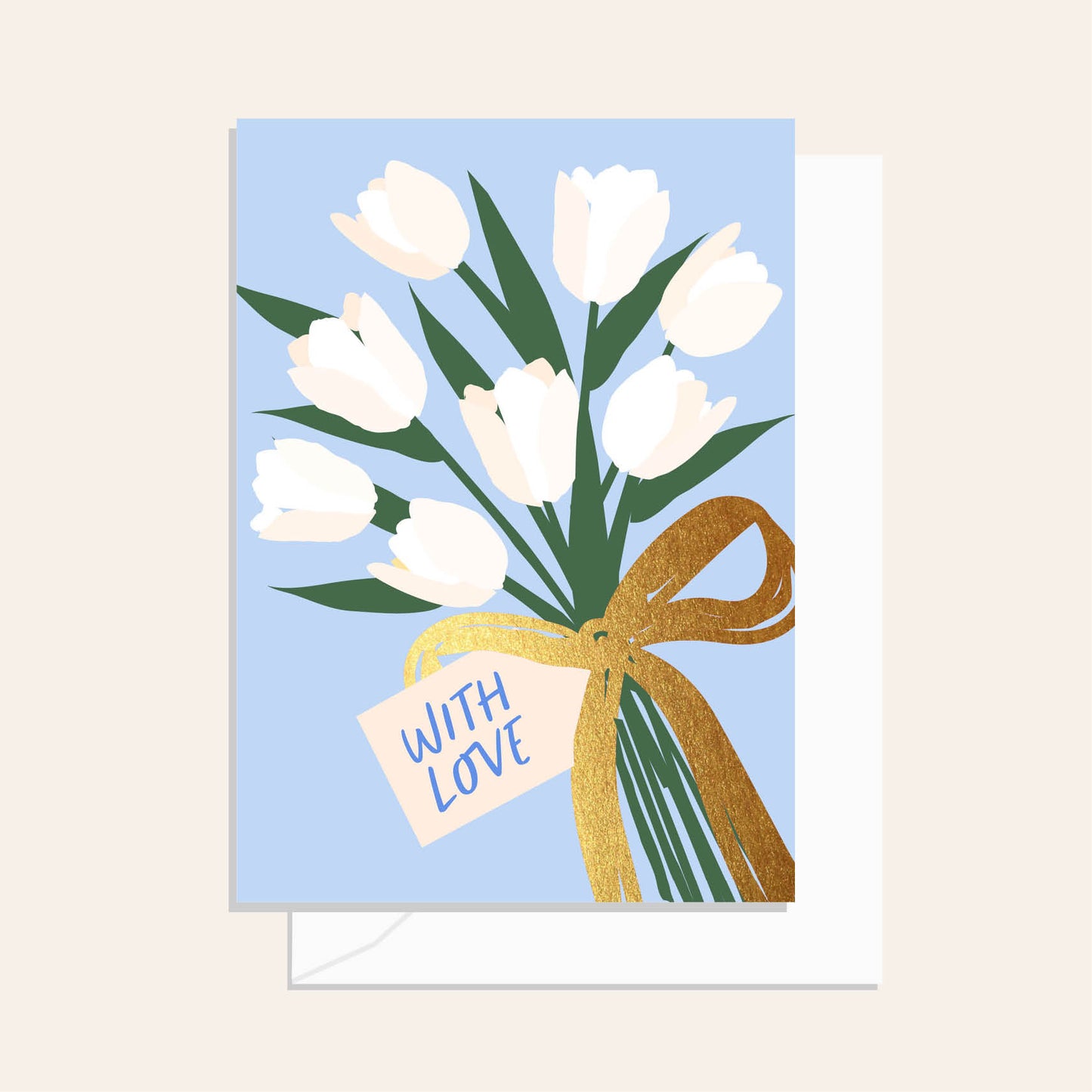 White Flower Bunch Card