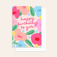 Neon Bloom Birthday Card