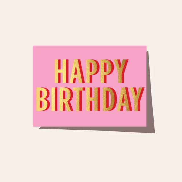 Happy Birthday Neon Pink Card
