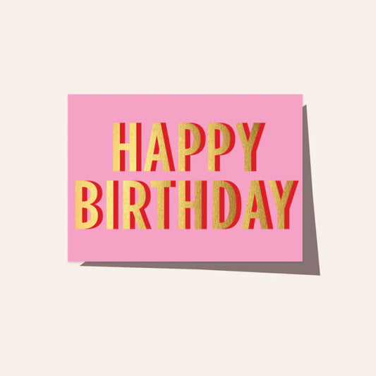 Happy Birthday Neon Pink Card