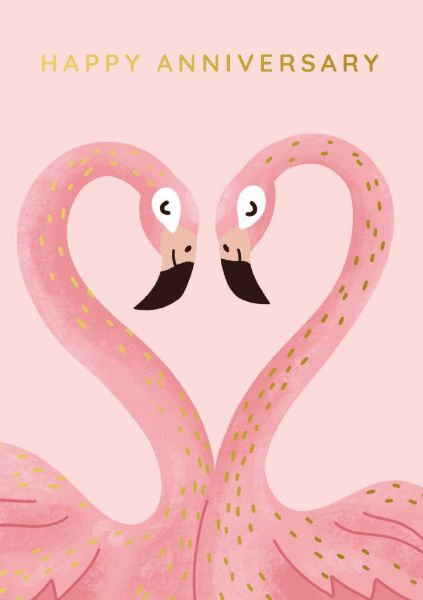 Happy Anniversary Flamingoes Card