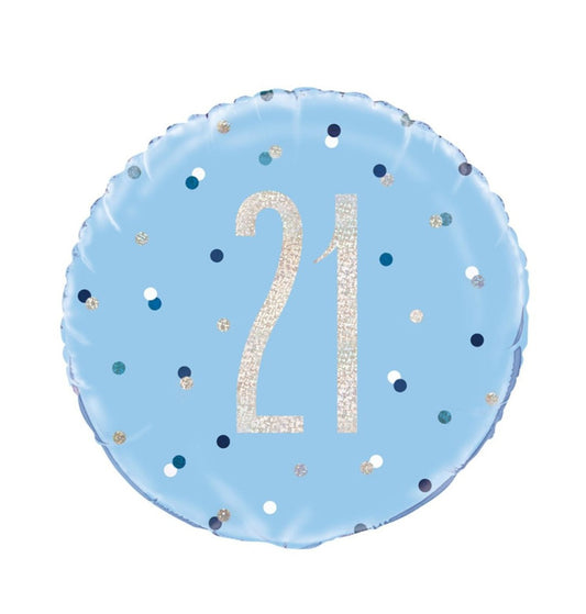 Foil Balloon 21st Blue and Silver