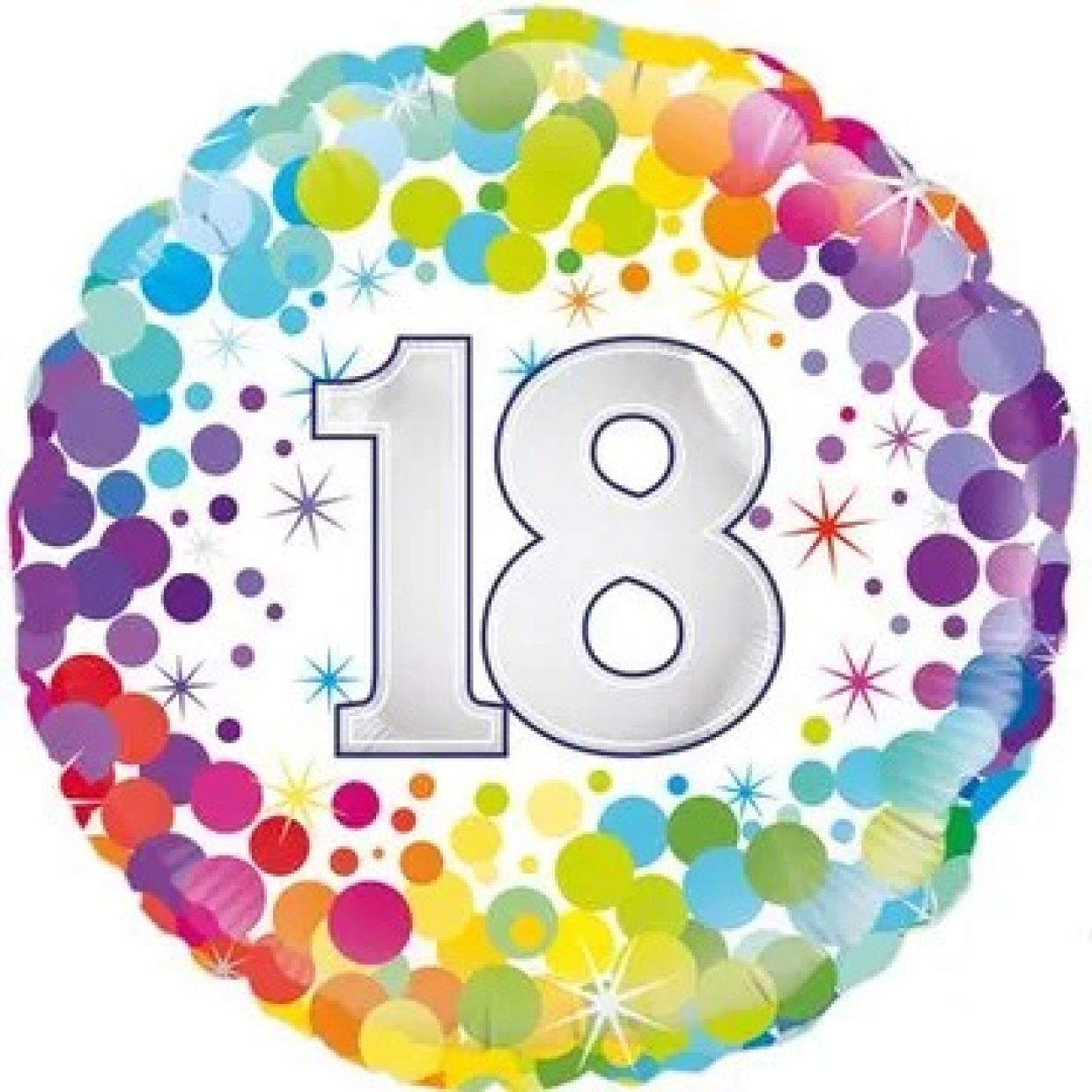 Foil Balloon 18th Colourful Confetti
