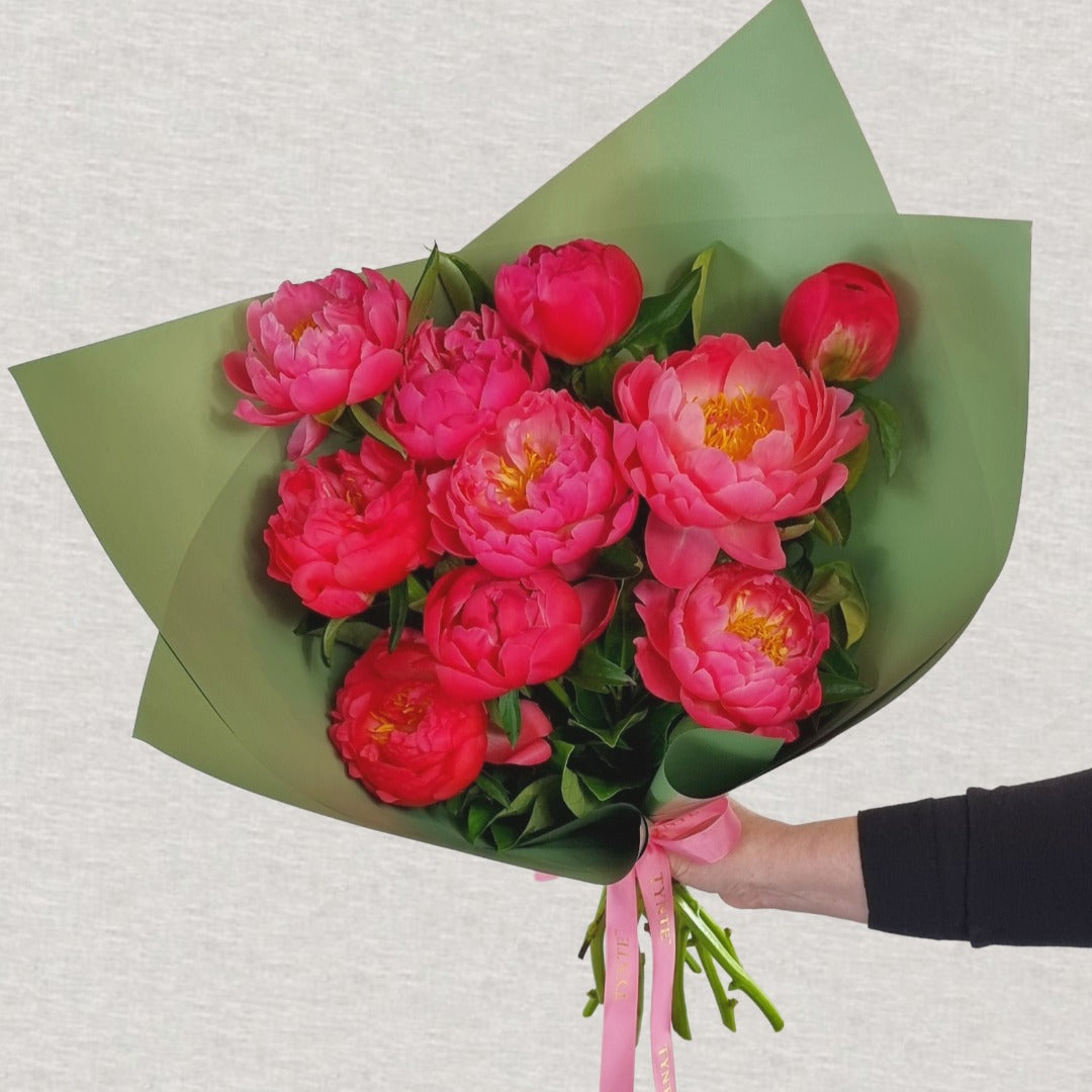 Premium Coral Charm Peonies - 10 Stem Bouquet