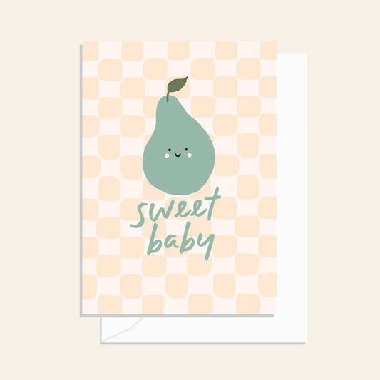 Sweet Baby Check Pear Card
