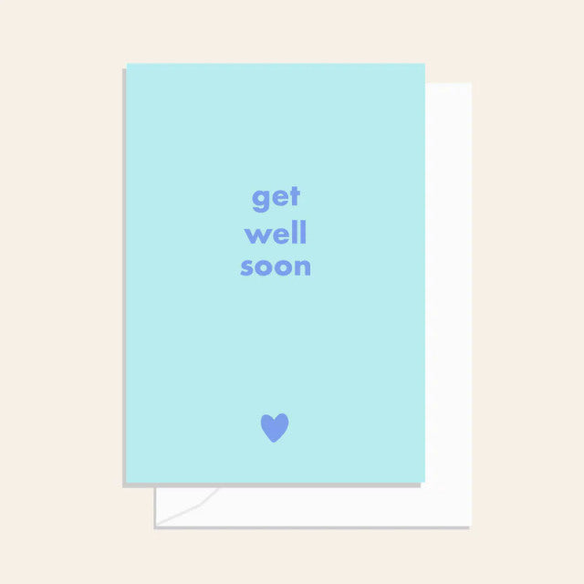 Get Well Soon Blue Heart Card