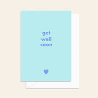 Get Well Soon Blue Heart Card