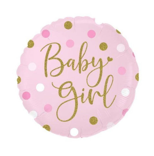Foil Balloon Sparkling Dots Baby Girl