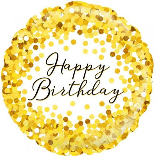 Foil Balloon Happy Birthday Gold Sparkle