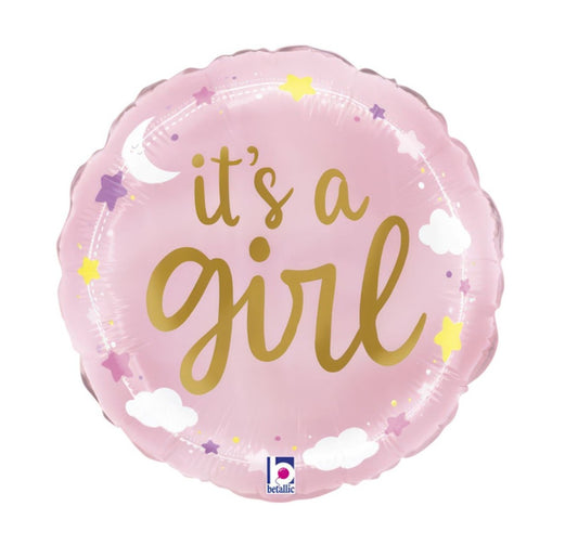 Foil Balloon Girl Stars & Clouds